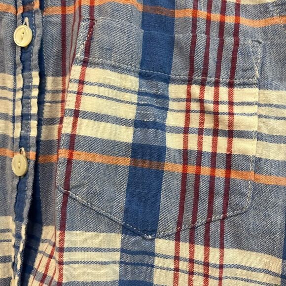 J. Crew size 00 beautiful blue and pink plaid button down shirt - Picture 8 of 8